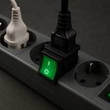 BRK 01 30*22MM Siyah Gövde 2no Işıklı Terminalli 0-1 Baskılı Yeşil 25A Serisi Anahtar (10 Adet)