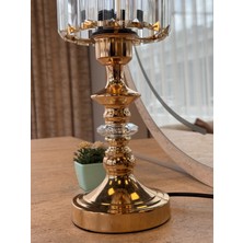 Valle Home Modern Gold Metal Silindir Kristal Abajur ( 2 Adet )