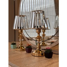 Valle Home Modern Gold Metal Kristal Başlık Abajur ( 2 Adet )
