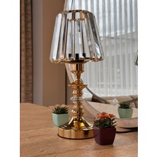 Valle Home Modern Gold Metal Kristal Başlık Abajur ( 2 Adet )