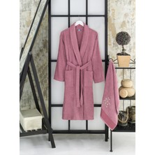 Bornoz - Nakışlı Havlu Seti Cora Mürdüm S/M+45X85CM