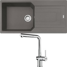 Franke Ubg 611-100 Granit Stone Grey Evye, Active Plus Doccia Krom Armatür
