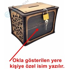 - Kişiye Özel Isimli Ahşap Bahşiş Kutusu Sandık Tip Box Kumbara Tibbox