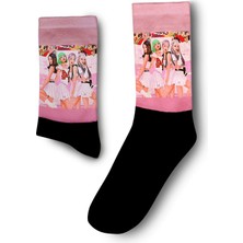 Black Pink Çizim Eğlenceli Pembe Canlı Tatlı Çorap K-Pop - Unisex