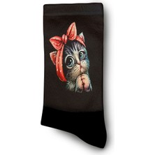 Kırmızı Başlıklı Kedi Çorap - Unisex