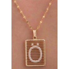 KRAFTIVA JEWELRY 14 Ayar Altın Ö Harf Telli Taşlı Kolye
