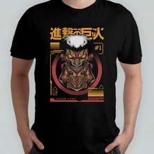Pixxa Attack On Titan Reiner Armored Titan Unisex %100 Pamuklu Bisiklet Yaka T-Shirt Model 1