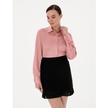 Pierre Cardin Kadın Pudra Comfort Fit Saten Uzun Kollu Gömlek 50313588-VR042