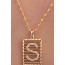 KRAFTIVA JEWELRY 14 Ayar Altın S Harf Telli Taşlı Kolye