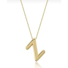 KRAFTIVA JEWELRY 14 Ayar Altın Sade Balon Z Harf Zincir Kolye ,