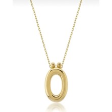 KRAFTIVA JEWELRY 14 Ayar Altın Sade Balon Ö Harf Zincir Kolye , Anneye Eşe Sevgiliye