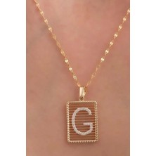 KRAFTIVA JEWELRY 14 Ayar Altın G Harf Telli Taşlı Kolye