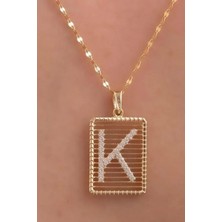 KRAFTIVA JEWELRY 14 Ayar Altın K Harf Telli Taşlı Kolye