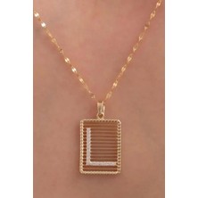 KRAFTIVA JEWELRY 14 Ayar Altın L Harf Telli Taşlı Kolye