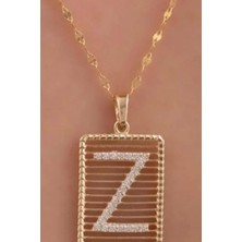 KRAFTIVA JEWELRY 14 Ayar Altın Z Harf Telli Taşlı Kolye