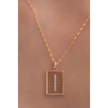 KRAFTIVA JEWELRY 14 Ayar Altın I Harf Telli Taşlı Kolye