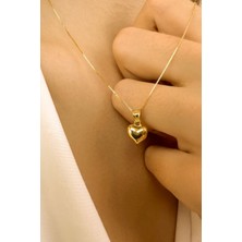KRAFTIVA JEWELRY 14 Ayar Altın Zarif Küp Zincir Kalp Kolye