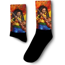 Bob Marley Gitar Renkli Çorap - Unisex