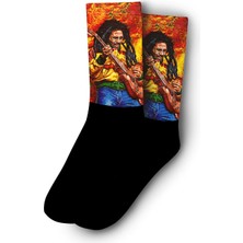 Bob Marley Gitar Renkli Çorap - Unisex