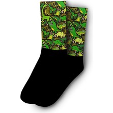 Kızgın Timsahlar ve Dinozorlar Çorap - Unisex