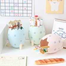Hongliang Shop C Mavi Stil Kawaii Dinozor Yumurta Kalemlik Makyaj Saklama Kutusu Masaüstü Organizatör Standı Okul Ofis Kırtasiye (Yurt Dışından)