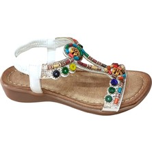 Guja 25Y150-1 Kadın Taşlı Düz Taban Comfort Sandalet Siyah