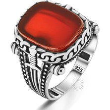 Modasilvers 925 Ayar Gümüş Akik Taşlı Erkek Yüzük