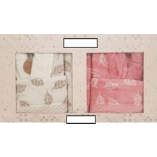 Özdilek Lilyana Aile Seti Bornoz Takımı Pembe Krem Çift Kişilik