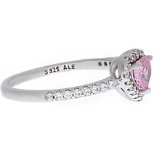 Kadın Pembe Taş Detay Gümüş Yüzük