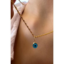 KRAFTIVA JEWELRY 14 Ayar Altın Mini Gözlü Halat Burgu Zincir Kolye