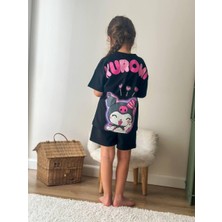 Cg Kids Kuromi Kalp Baskılı Kız Çocuk Şortlu Alt Üst Takım