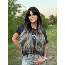 Fenomen Peruk Siyah Gri Maşa Dalgalı Yeni Sezon Vip Peruk