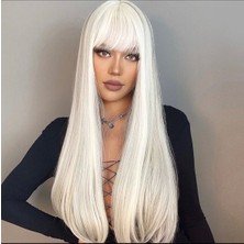 Fenomen Peruk  Perçemli Düz Soğuk Sarı Serisi