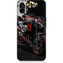 Teknomeg Nothing Phone 1 Uyumlu Siyah Motosiklet  Desenli Silikon Kılıf