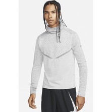 Nike Therma Fit Adv Run Division Pnncle Mid Hoodie Kapüşonlu Reflektörlü Erkek Koşu Sweatshirt Gri
