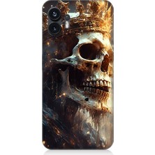 Teknomeg Nothing Phone 2 Uyumlu Alevli Kafatası  Desenli Silikon Kılıf