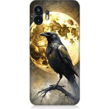 Teknomeg Nothing Phone 2 Uyumlu Ay ve Karga  Desenli Silikon Kılıf
