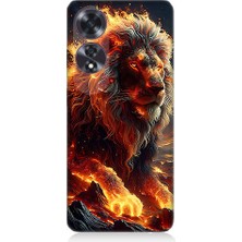 Teknomeg Oppo A60 Uyumlu Alev Aslanı  Desenli Silikon Kılıf