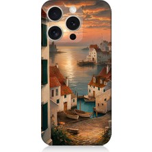 Teknomeg Apple iPhone 16 Pro Uyumlu Sahil Evleri  Desenli Silikon Kılıf