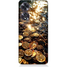Teknomeg Oppo A60 Uyumlu Altın Paralar  Desenli Silikon Kılıf