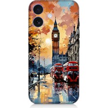 Teknomeg Apple iPhone 16 Uyumlu Londra Sokakları  Desenli Silikon Kılıf