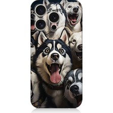Teknomeg Apple iPhone 16 Pro Max Uyumlu Mutlu Husky  Desenli Silikon Kılıf