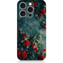 Teknomeg Apple iPhone 16 Pro Max Uyumlu Kırmızı Güller  Desenli Silikon Kılıf