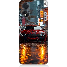 Teknomeg Oppo A38 Uyumlu Gece Araba  Desenli Silikon Kılıf