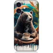 Teknomeg Apple iPhone 16 Plus Uyumlu Kahve Ayısı  Desenli Silikon Kılıf