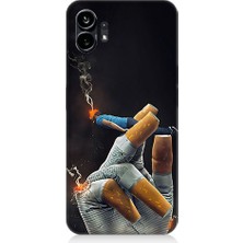 Teknomeg Nothing Phone 1 Uyumlu Sigara Tutucu  Desenli Silikon Kılıf