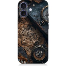 Teknomeg Apple iPhone 16 Plus Uyumlu Eski Harita  Desenli Silikon Kılıf