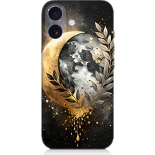 Teknomeg Apple iPhone 16 Plus Uyumlu Ay ve Yaprak  Desenli Silikon Kılıf