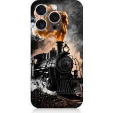 Teknomeg Apple iPhone 16 Pro Uyumlu Kara Tren  Desenli Silikon Kılıf