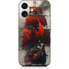 Teknomeg Apple iPhone 16 Plus Uyumlu Kırmızı Yelkenli  Desenli Silikon Kılıf